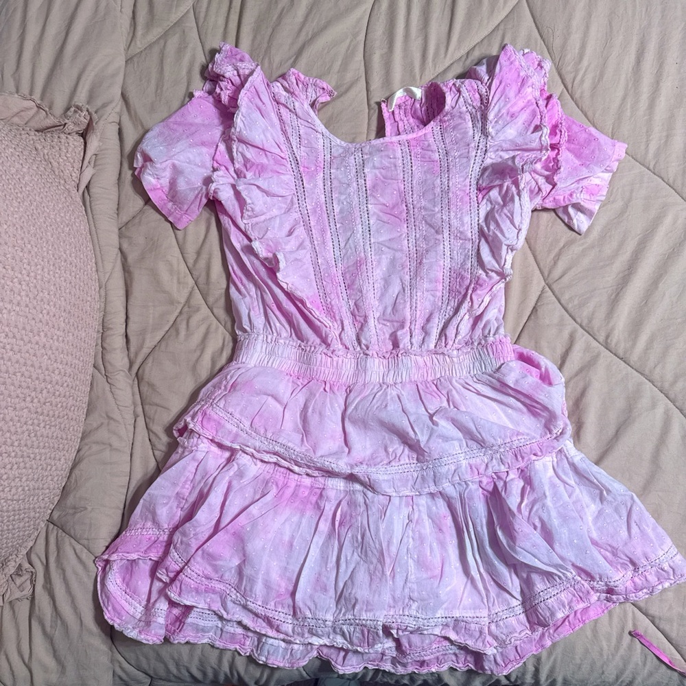 Shack Fancy pink mini dress with Ruffle sleeves.